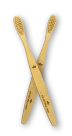 Bamboo toothbrush C curve with brown bristles